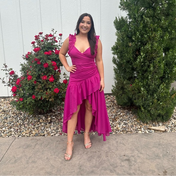 Abercrombie Pink Ruffle Strap High-Low Maxi Dress - Picture 8 of 14